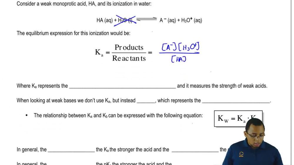 Like all equilibrium constants, the value of Kw depends on temper... Pearson+ Channels