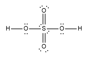 Determine the Lewis Dot Structure for the following acid:H2SO4 ...