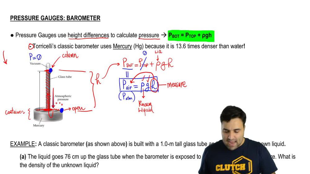 Mercury Barometer Problems, Physics Air Pressure, Height & Dens
