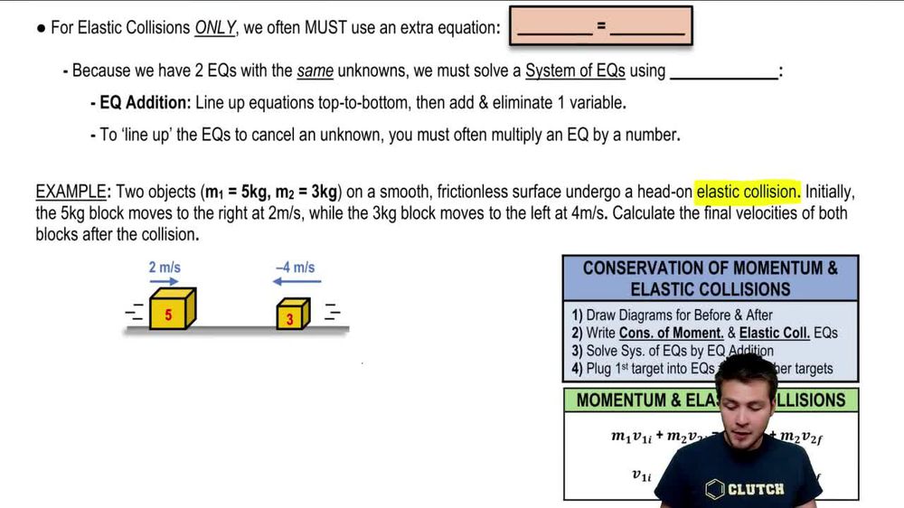 Momentum (14 of 16) Elastic Collisions, Example 4 | Pearson+ Channels