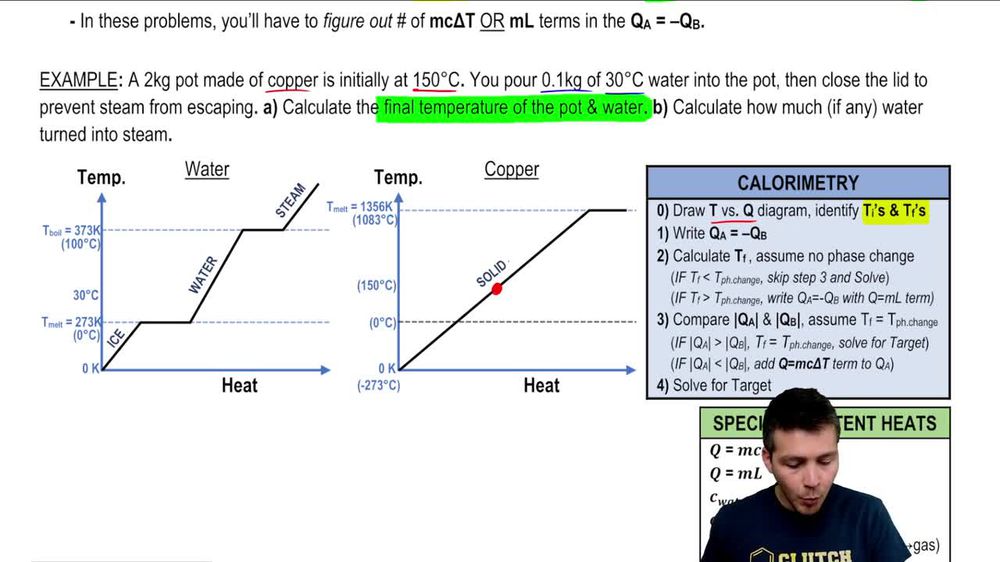 Calculating equilibrium temperature that includes a phase change