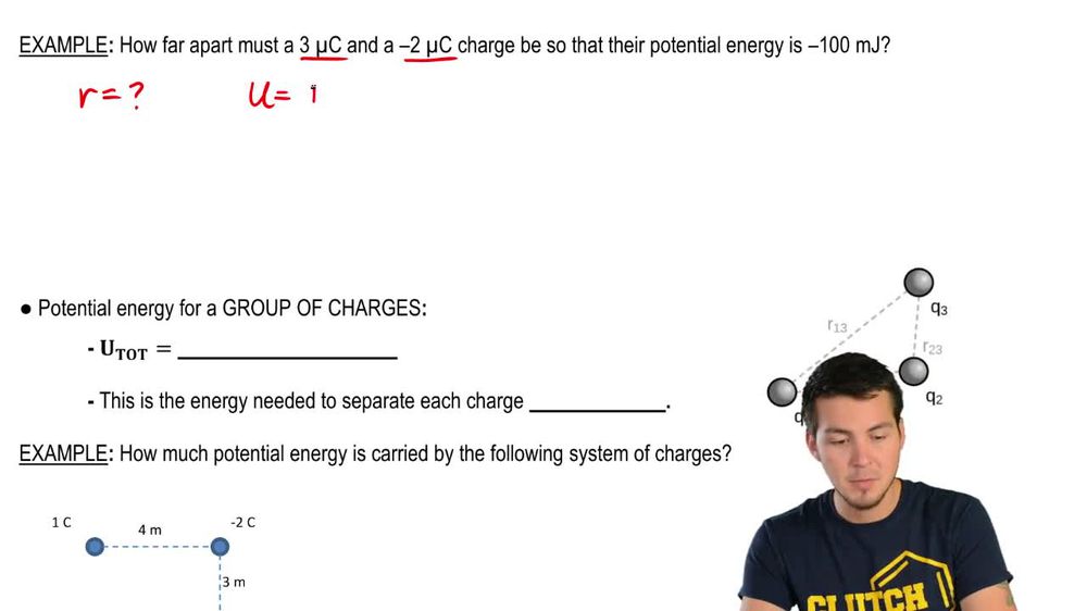 What is the electrical potential energy of the charges shown in t